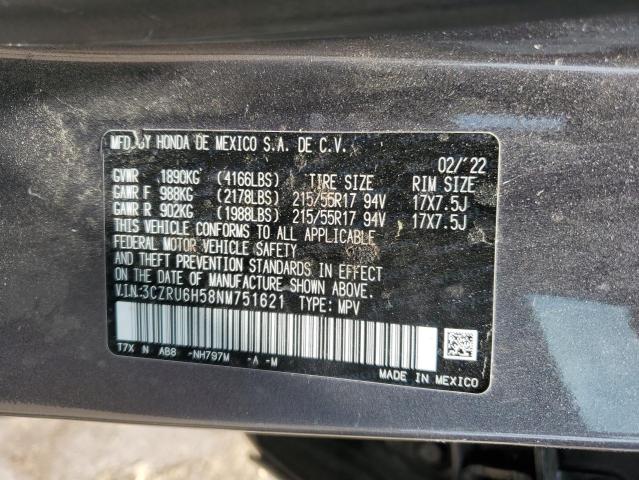 2022 HONDA HR-V 3CZRU6H58NM751621