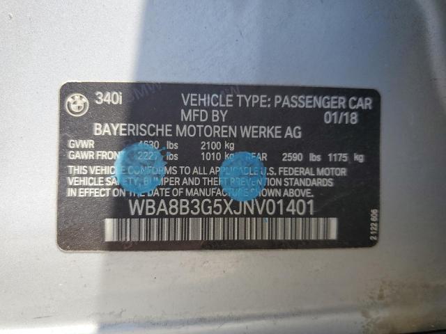 2018 BMW 340 I WBA8B3G5XJNV01401