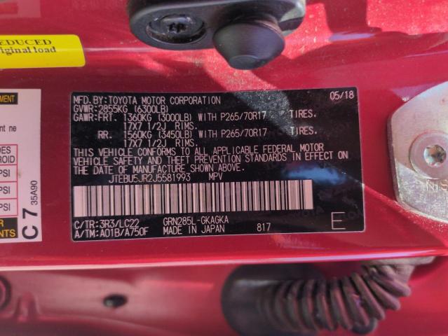2018 TOYOTA 4RUNNER SR JTEBU5JR2J5581993