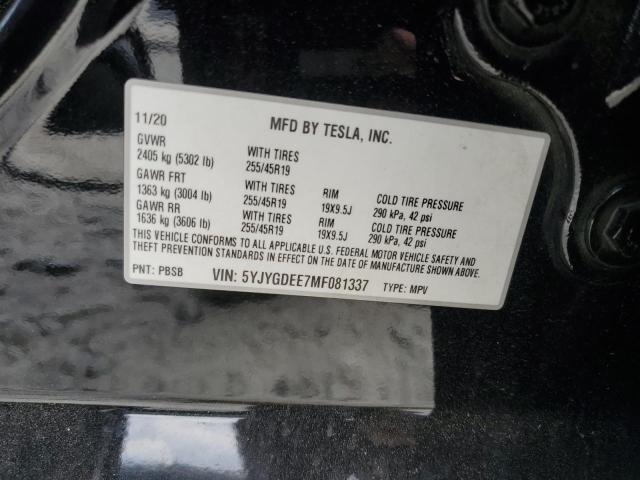 2021 TESLA MODEL Y - 5YJYGDEE7MF081337