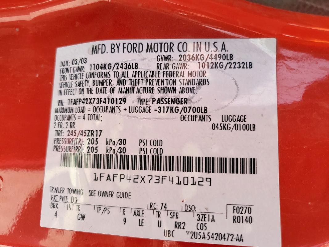 2003 FORD MUSTANG GT #3301618634