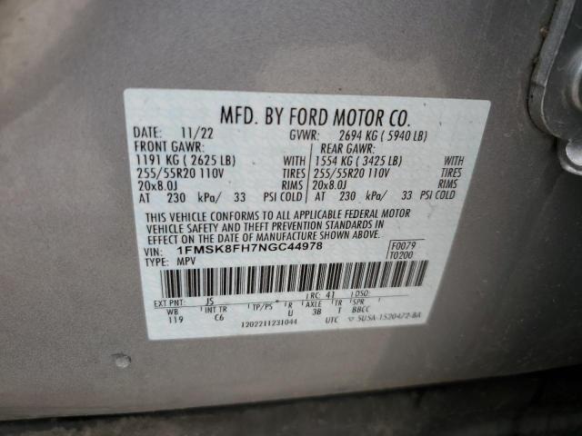 2022 FORD EXPLORER L - 1FMSK8FH7NGC44978