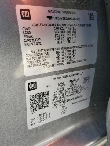 2021 CHEVROLET SILVERADO - 1GCUYEED8MZ446353