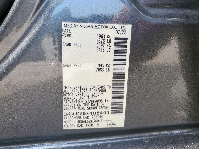 2022 NISSAN ALTIMA SR - 1N4BL4CV3NN408491
