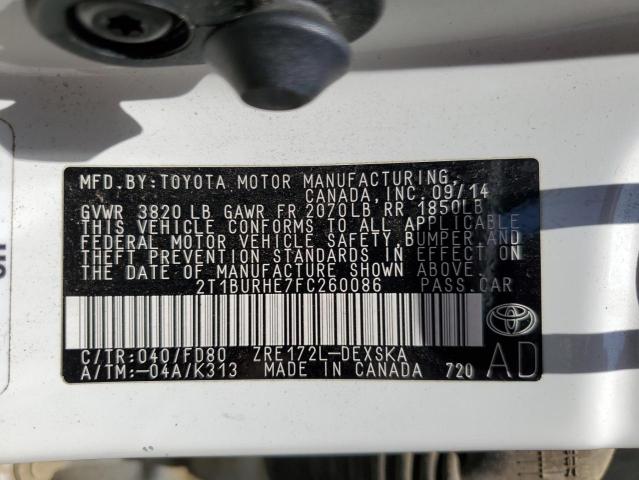 2015 TOYOTA COROLLA L - 2T1BURHE7FC260086