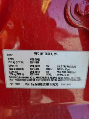 2021 TESLA MODEL Y - 5YJYGDEEXMF145239