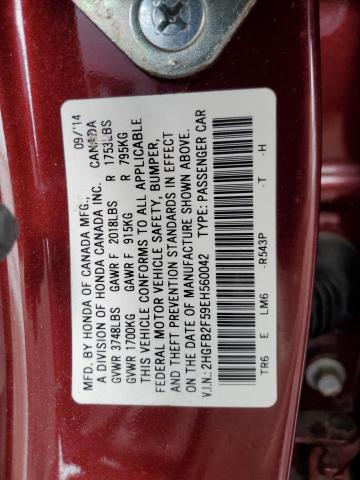 2014 HONDA CIVIC LX - 2HGFB2F59EH560042