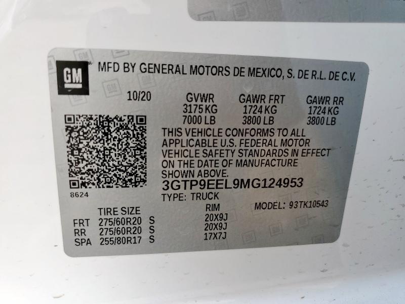2021 GMC SIERRA K15 - 3GTP9EEL9MG124953