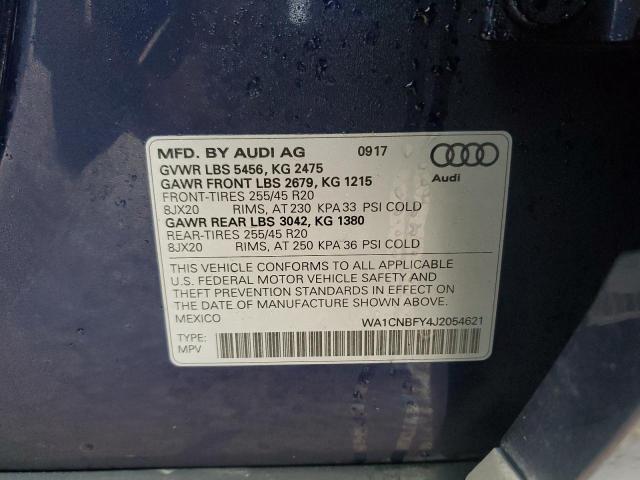 2018 AUDI Q5 PRESTIG WA1CNBFY4J2054621