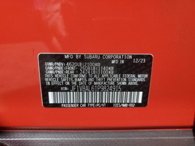 2023 SUBARU WRX LIMITE JF1VBAL61P9824915