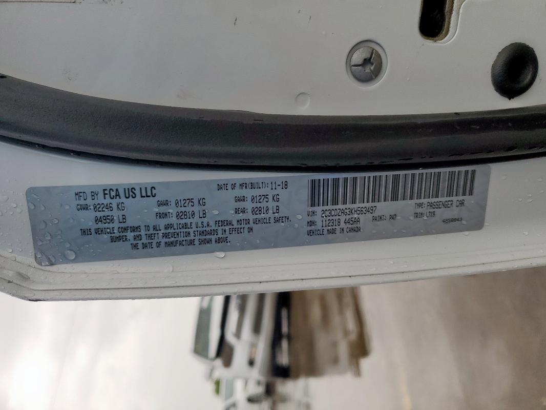 2019 DODGE CHALLENGER - 2C3CDZAG3KH563497