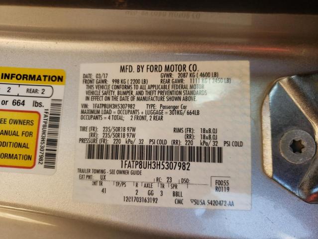 2017 FORD MUSTANG - 1FATP8UH3H5307982