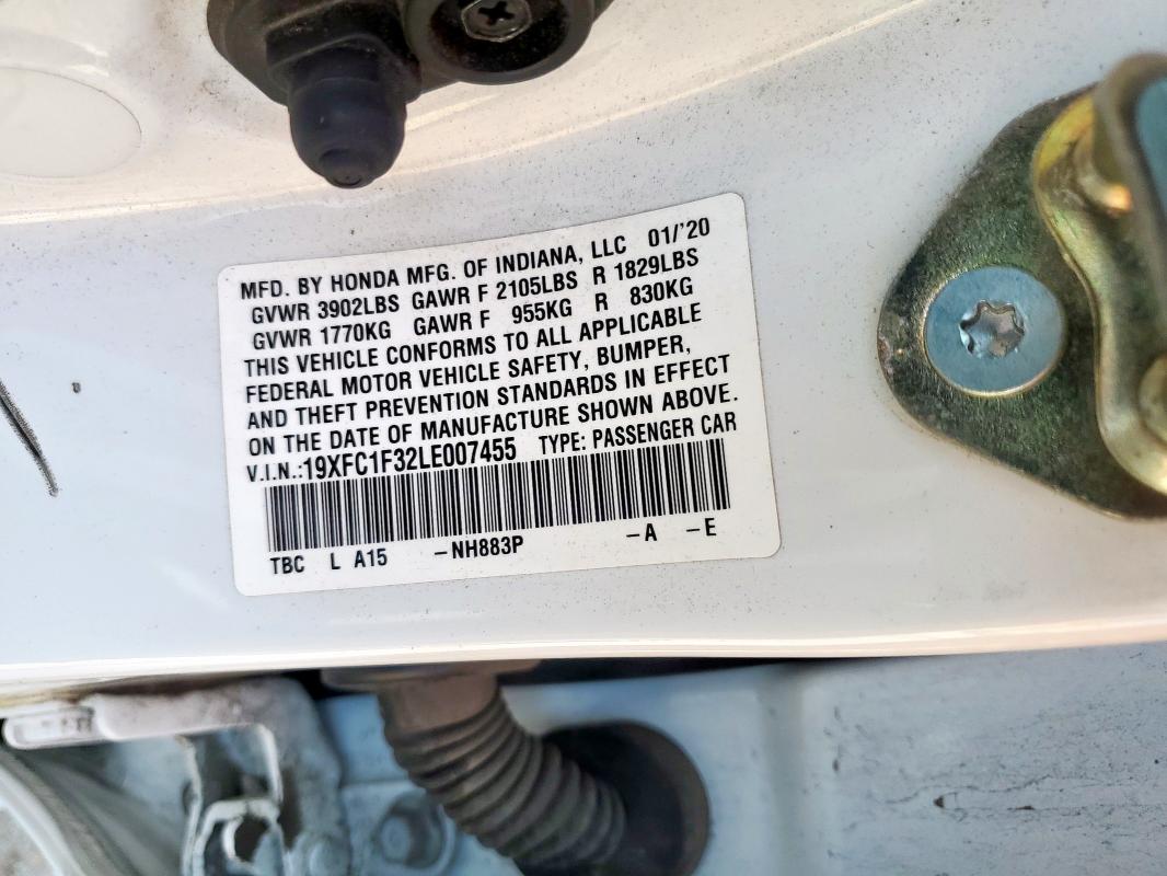 2020 HONDA CIVIC EX 19XFC1F32LE007455