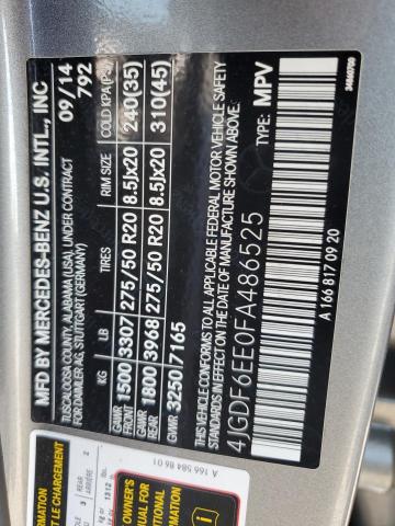 2015 MERCEDES-BENZ GL 450 4MA 4JGDF6EE0FA486525