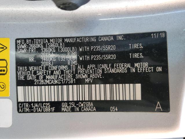 2019 LEXUS RX 350 BAS - 2T2BZMCA9KC177581