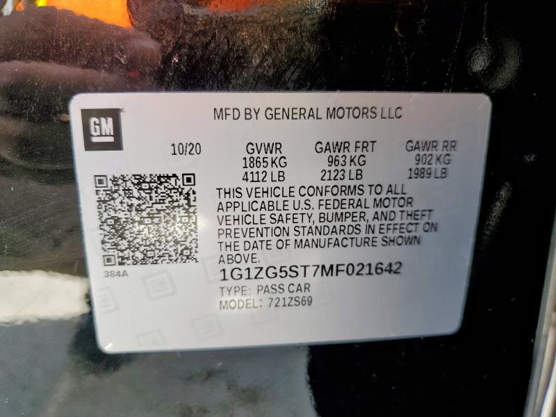 2021 CHEVROLET MALIBU RS 1G1ZG5ST7MF021642
