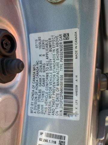 2019 HONDA CIVIC LX - 2HGFC2F64KH581656