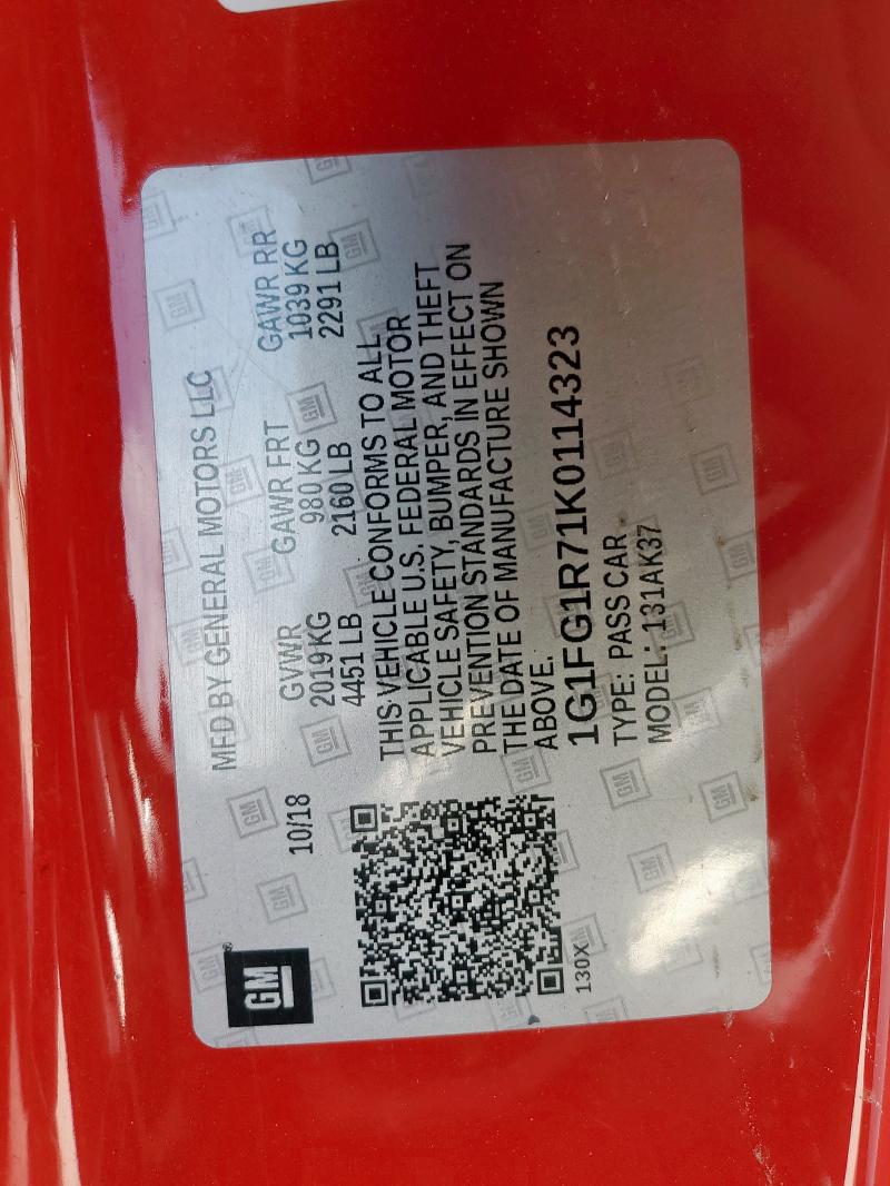 2019 CHEVROLET CAMARO SS - 1G1FG1R71K0114323