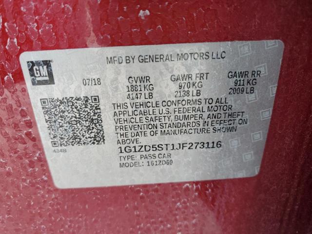 2018 CHEVROLET MALIBU LT - 1G1ZD5ST1JF273116