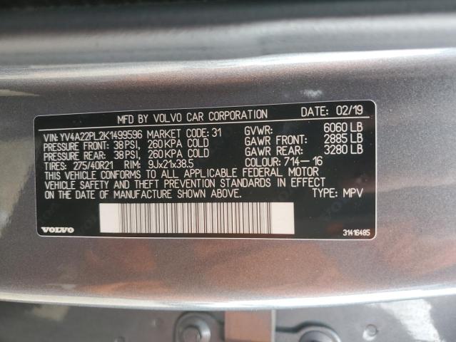 2019 VOLVO XC90 T6 IN - YV4A22PL2K1499596