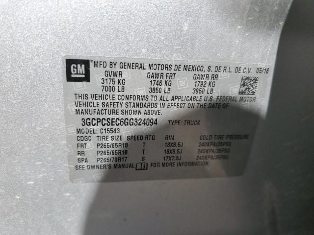 2016 CHEVROLET SILVERADO - 3GCPCSEC6GG324094