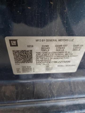 2019 CHEVROLET SILVERADO - 1GCUYDED9KZ275006