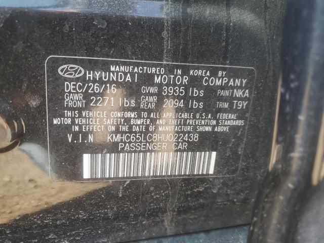 2017 HYUNDAI IONIQ BLUE - KMHC65LC8HU022438