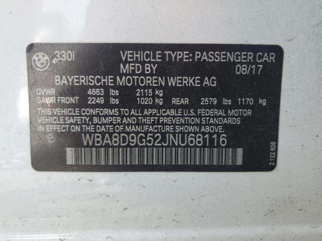 2018 BMW 330 XI WBA8D9G52JNU68116