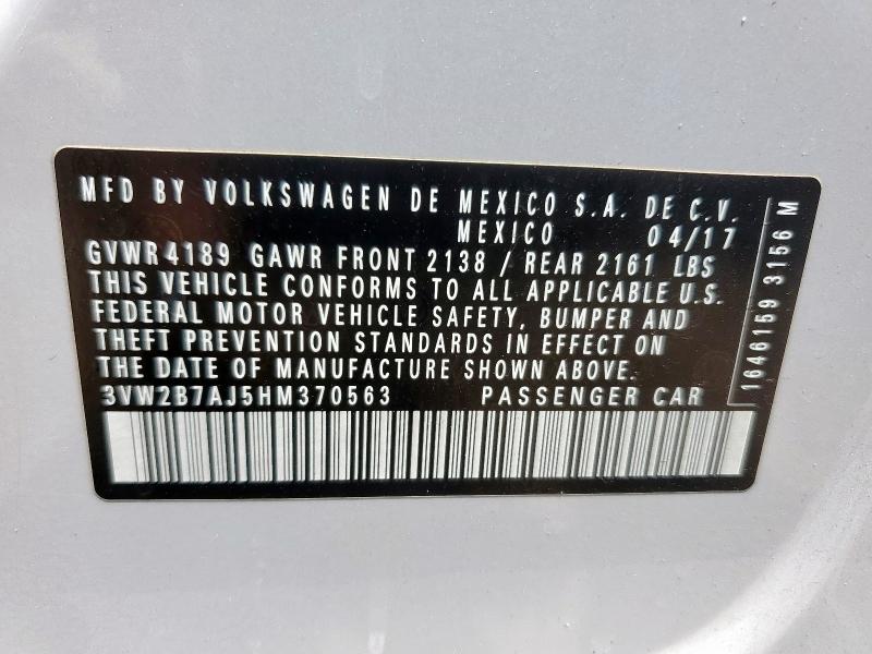 2017 VOLKSWAGEN JETTA S - 3VW2B7AJ5HM370563