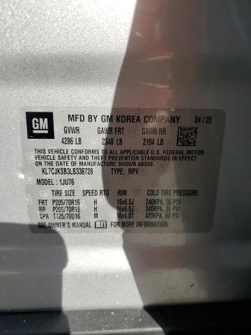 2020 CHEVROLET TRAX LS KL7CJKSB3LB338728