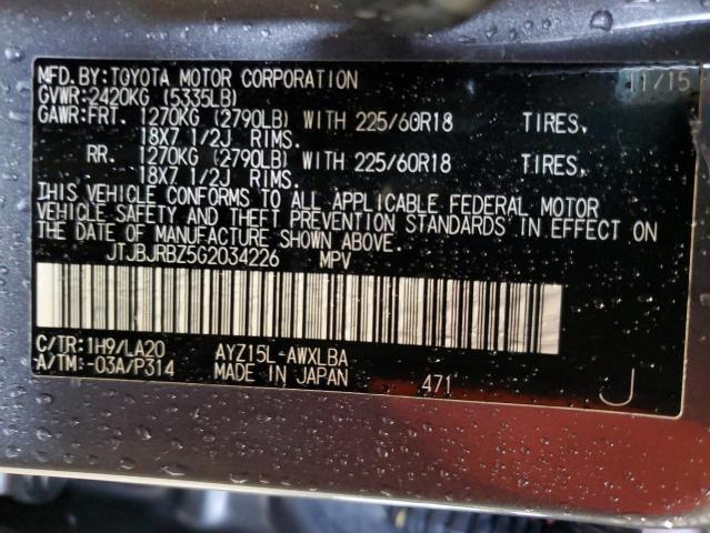 2016 LEXUS NX 300H JTJBJRBZ5G2034226