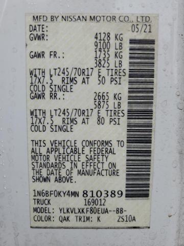 2021 NISSAN NV 2500 S 1N6BF0KY4MN810389