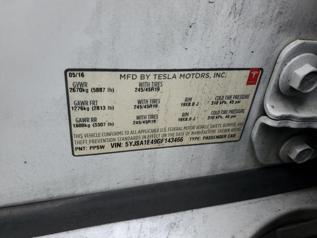 2016 TESLA MODEL S - 5YJSA1E49GF143466