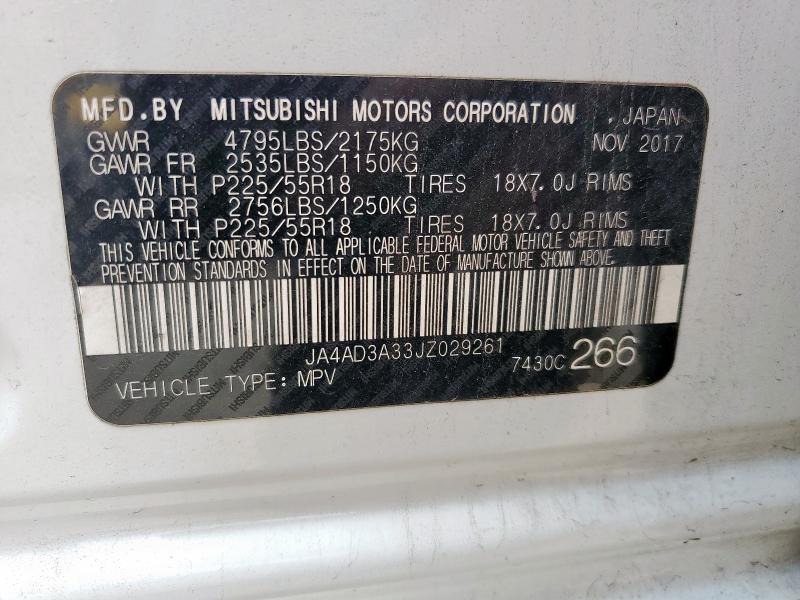 2018 MITSUBISHI OUTLANDER JA4AD3A33JZ029261