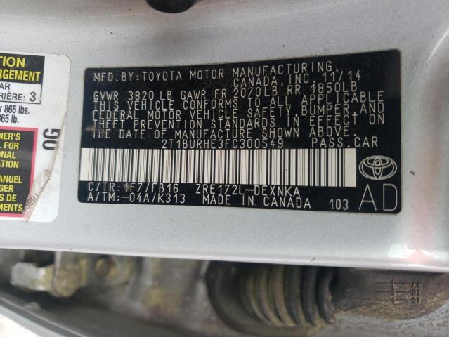 2015 TOYOTA COROLLA L - 2T1BURHE3FC300549