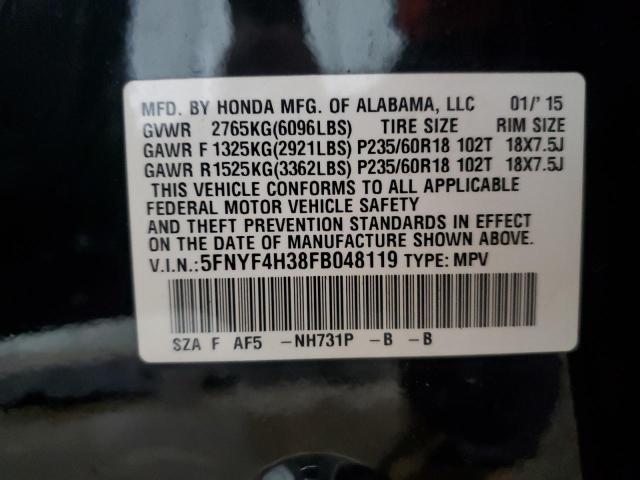 2015 HONDA PILOT SE 5FNYF4H38FB048119