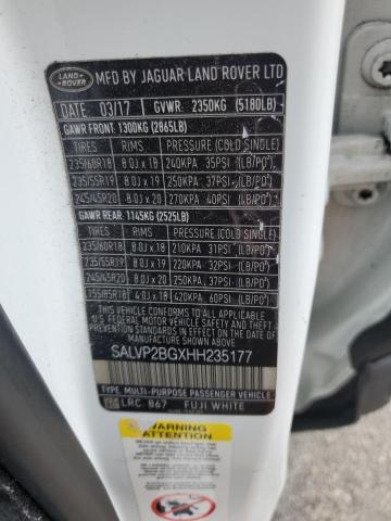 2017 LAND ROVER RANGE ROVE - SALVP2BGXHH235177