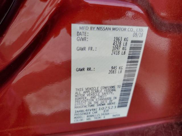 2019 NISSAN ALTIMA PLA - 1N4BL4FV4KC107523