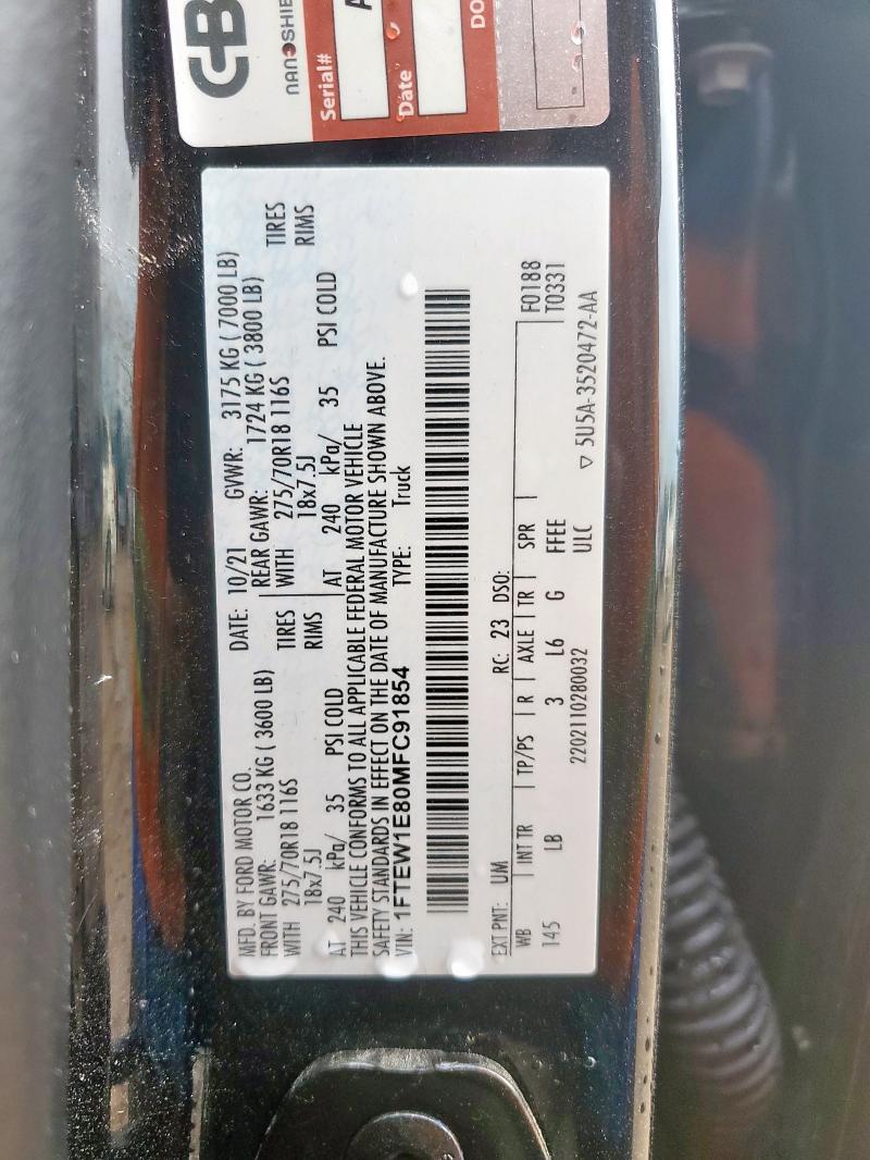 2021 FORD F150 SUPER - 1FTEW1E80MFC91854