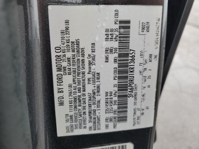 2019 FORD FUSION TIT 3FA6P0RU1KR136657