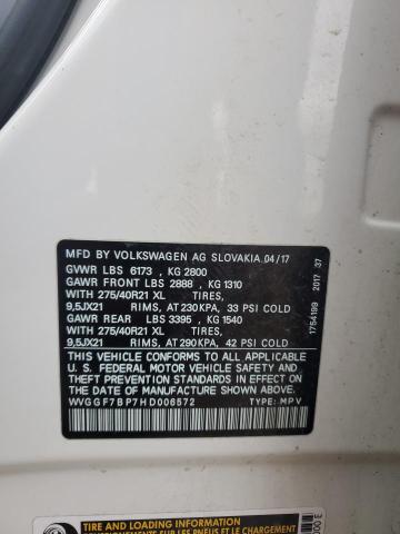 2017 VOLKSWAGEN TOUAREG EX WVGGF7BP7HD006572