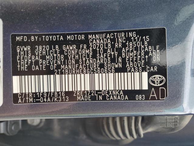 2016 TOYOTA COROLLA L - 2T1BURHE8GC560656