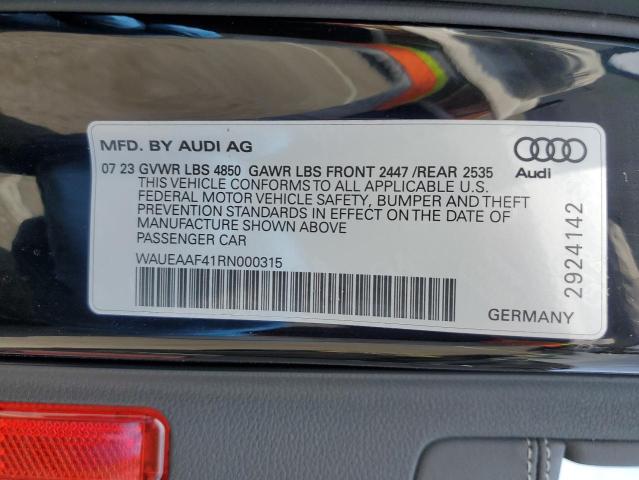 2024 AUDI A4 PREMIUM WAUEAAF41RN000315