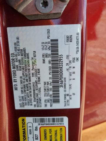 2017 FORD FUSION SE - 3FA6P0HD0HR332955