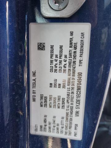 2021 TESLA MODEL 3 5YJ3E1EC2MF049490
