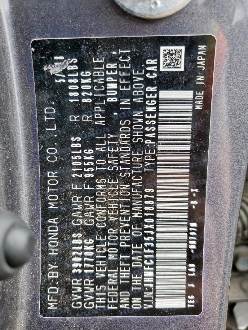 2018 HONDA CIVIC EX - JHMFC1F35JX018879