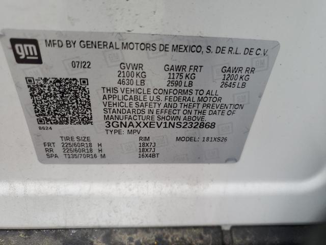 2022 CHEVROLET EQUINOX PR - 3GNAXXEV1NS232868