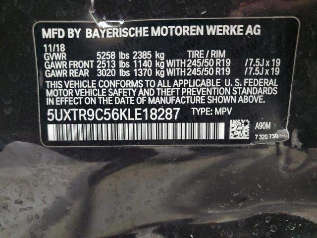 2019 BMW X3 XDRIVE3 5UXTR9C56KLE18287