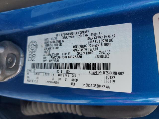 2020 FORD ESCAPE SEL - 1FMCU9H68LUB27229