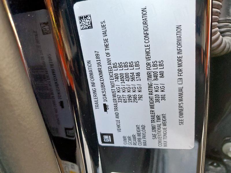 2021 GMC YUKON SLT 1GKS1BKDXMR161897